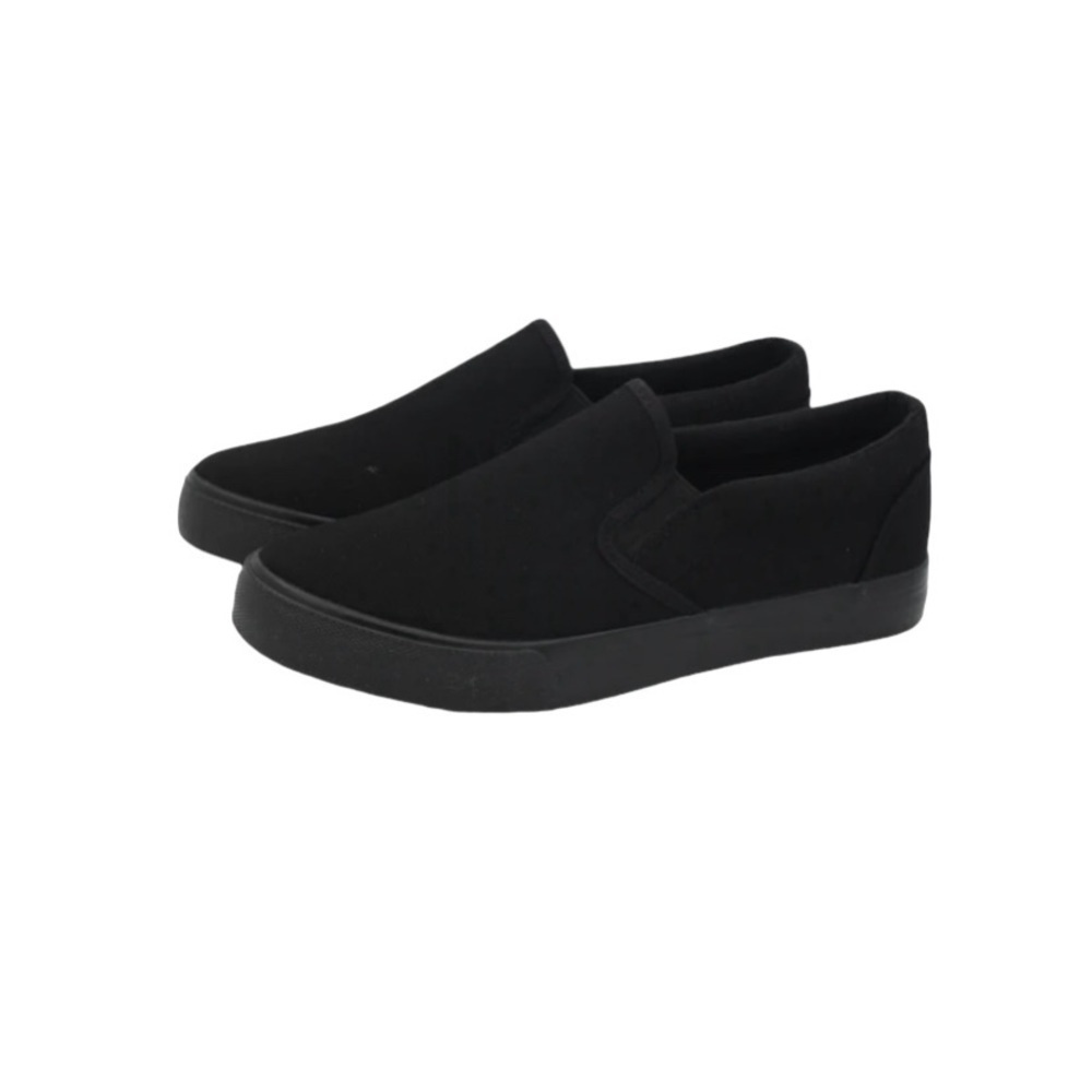 THE FASHION SUPPLY CAROLINA Low Top Slip On Canvas Sneakers, all black, size 10